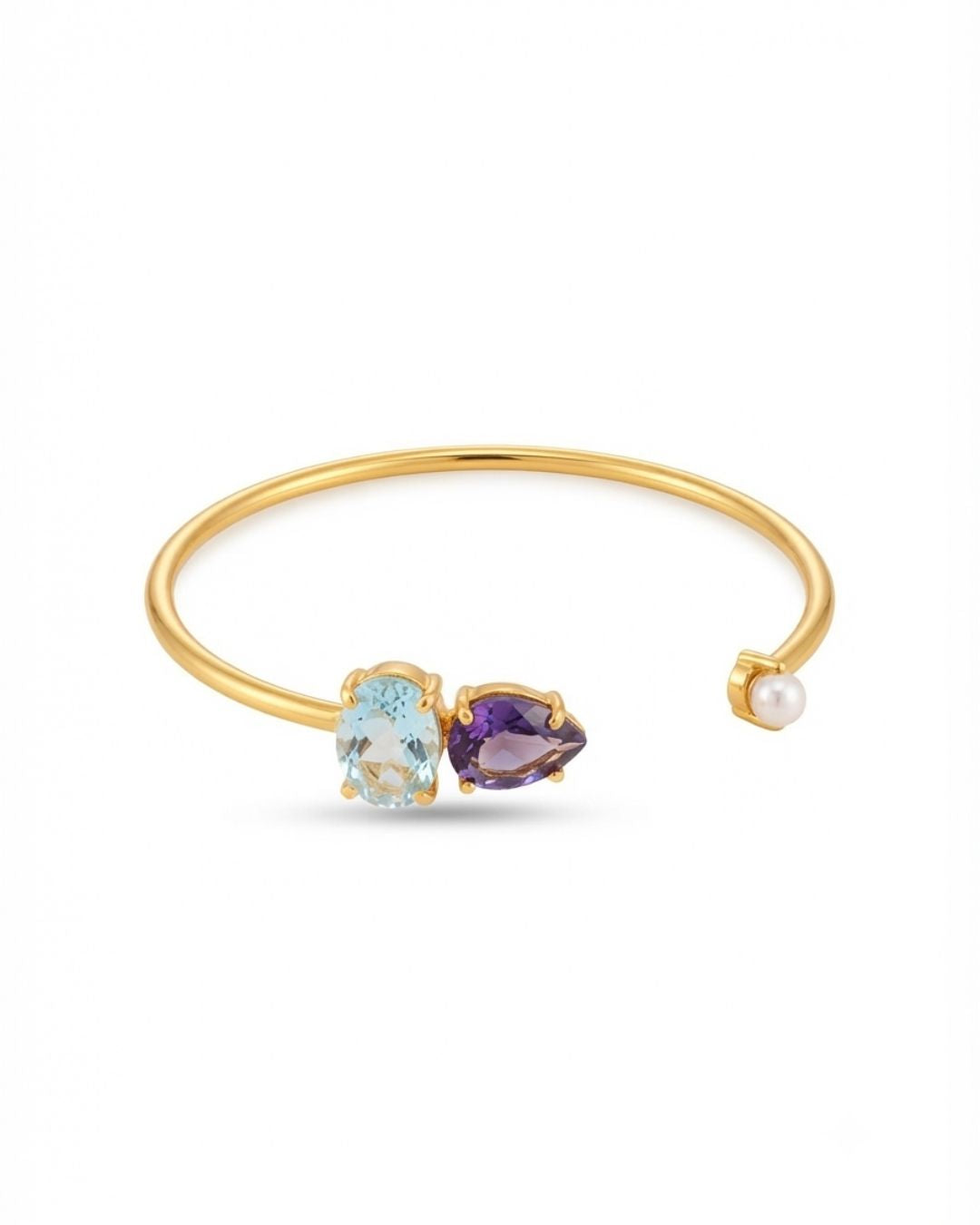 Multicolour Stone Open Cuff Bracelet for Women
