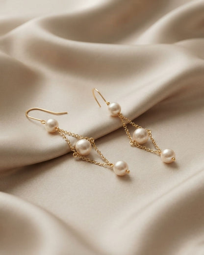 Anti Tarnish Handmade Diamond Frame Pearl Earrings for Women