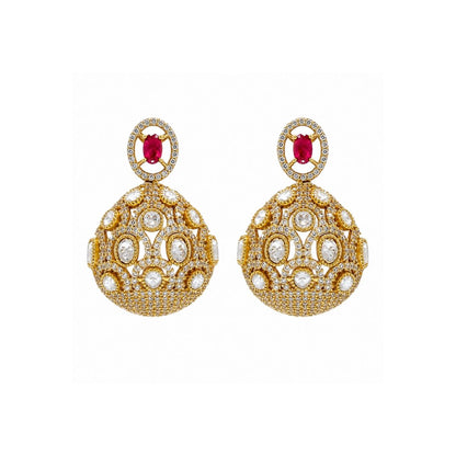 Ruby Polki Necklace Set with Statement Ball Pendant