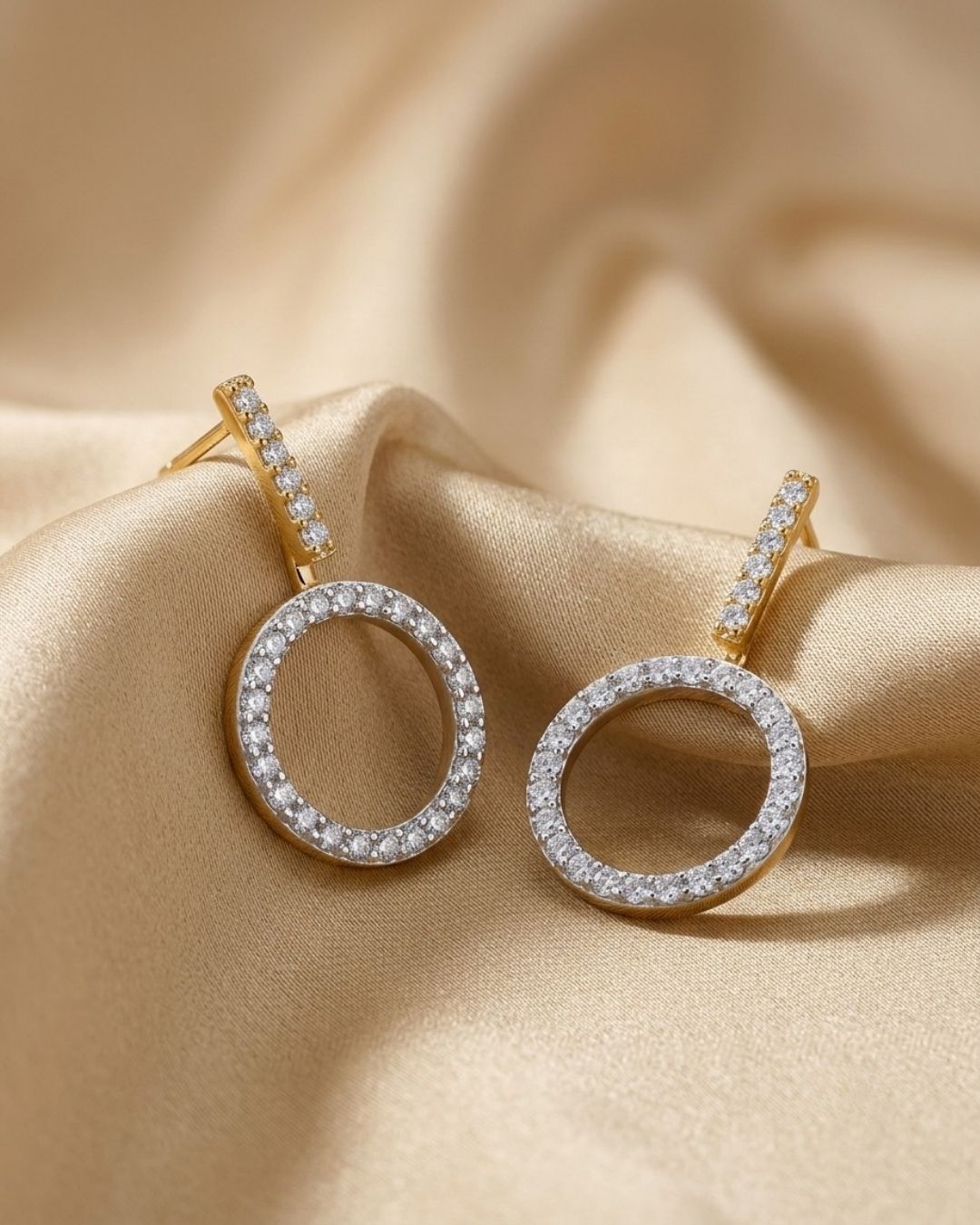 Minimal Open Circle American Diamond Stud Earrings for Women