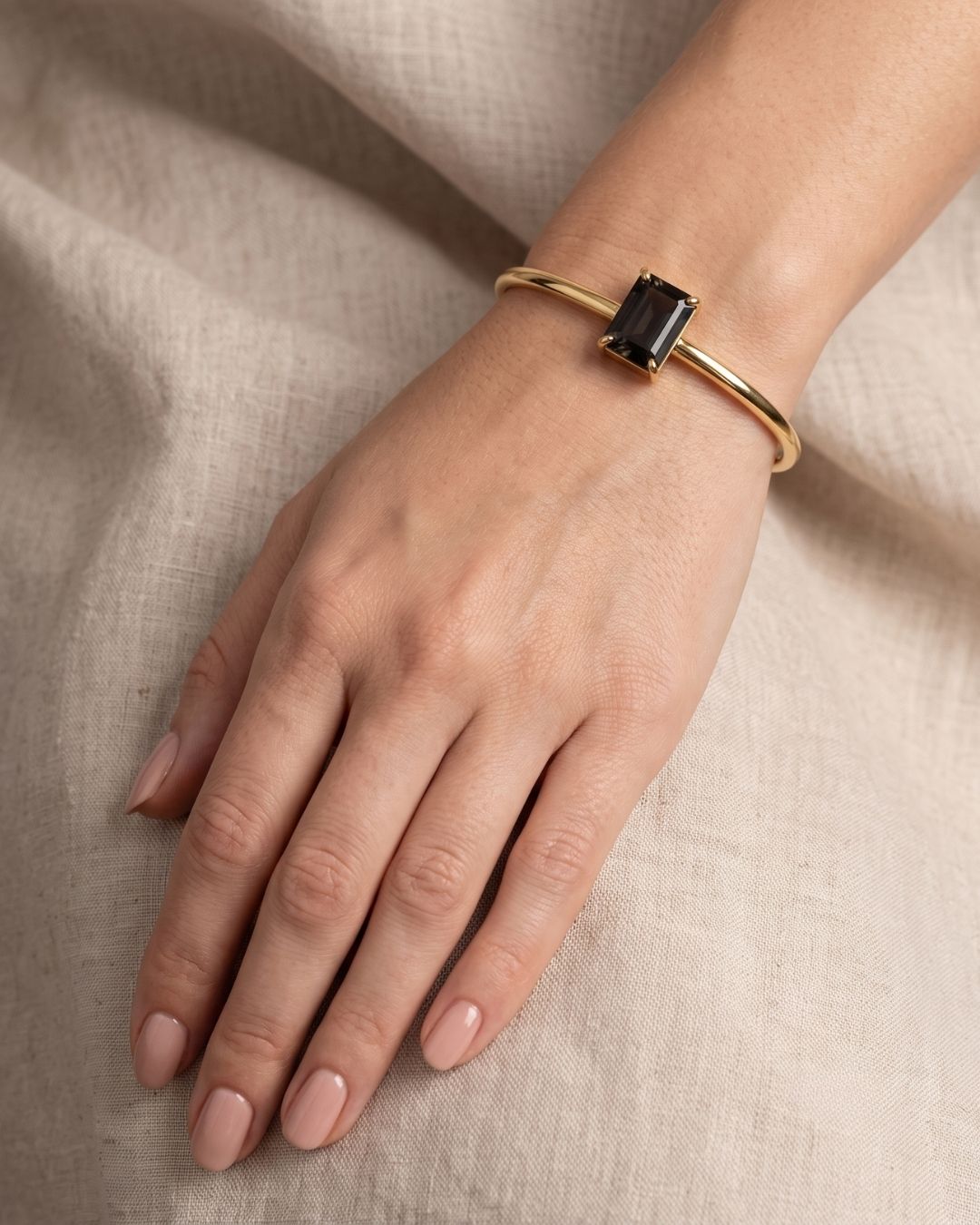 Black Rectangular Stone Bracelet for Women