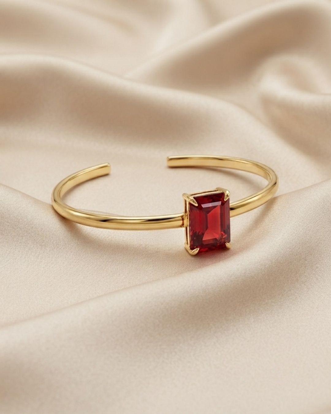 Red Rectangular Stone Bracelet for Women