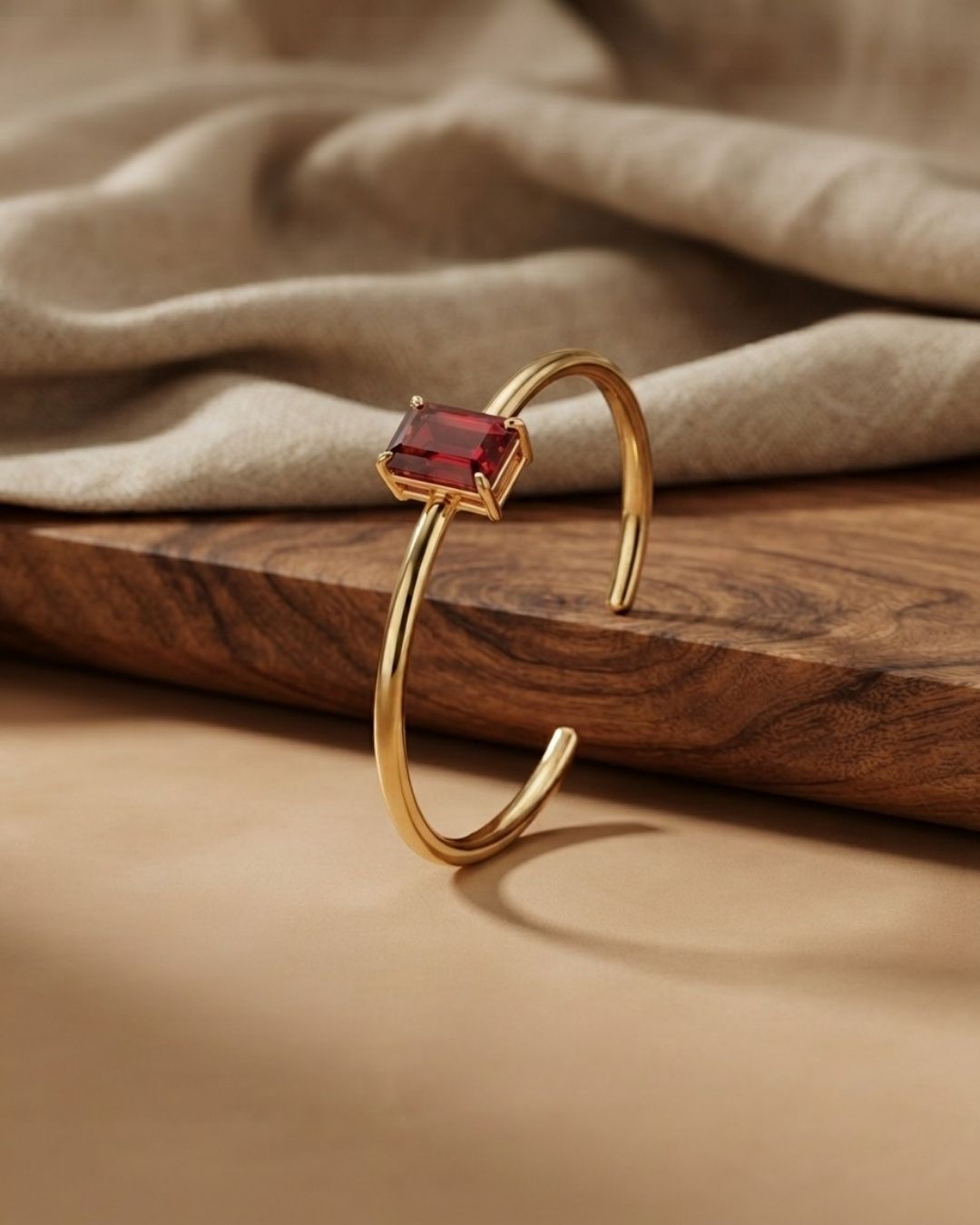 Red Rectangular Stone Bracelet for Women