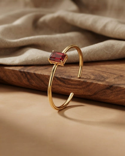 Red Rectangular Stone Bracelet for Women