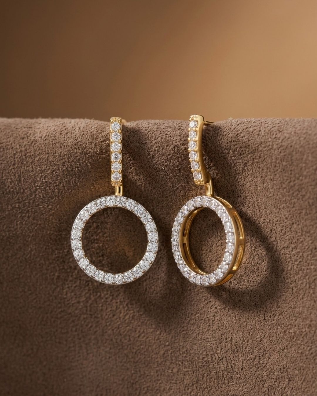 Minimal Open Circle American Diamond Stud Earrings for Women