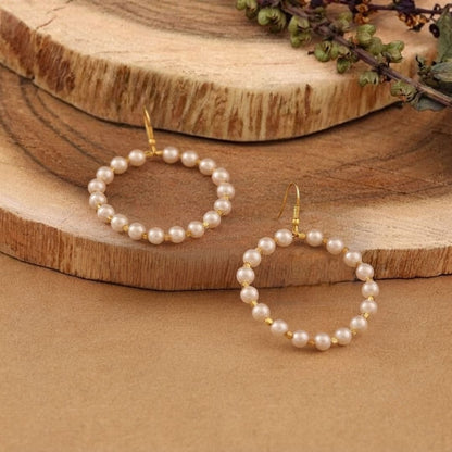 Handcrafted Pearl Halo Hoop Earrings