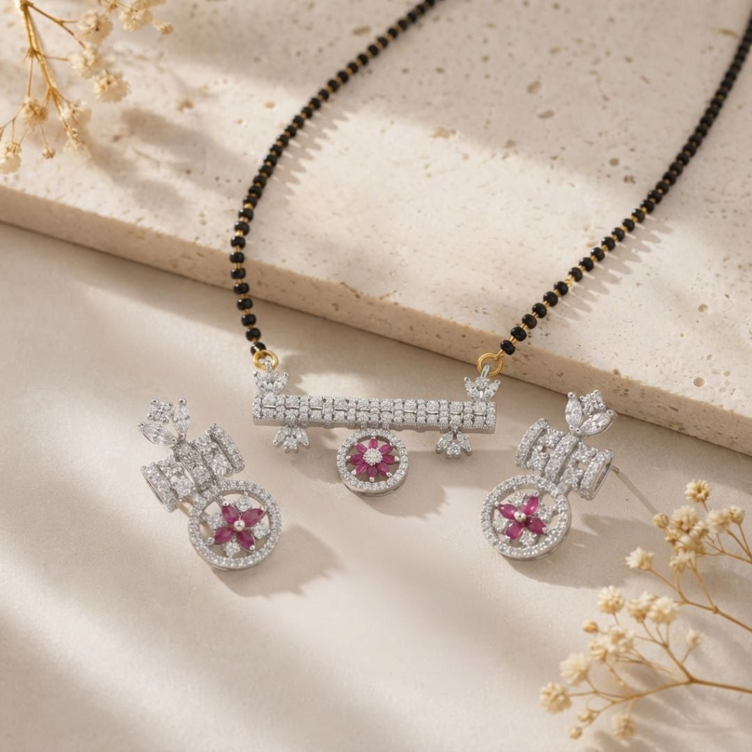 Modern Floral Designer Mangalsutra Set for Women
