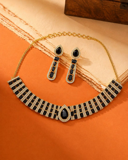 Black Monalisa Karting Statement Necklace Set