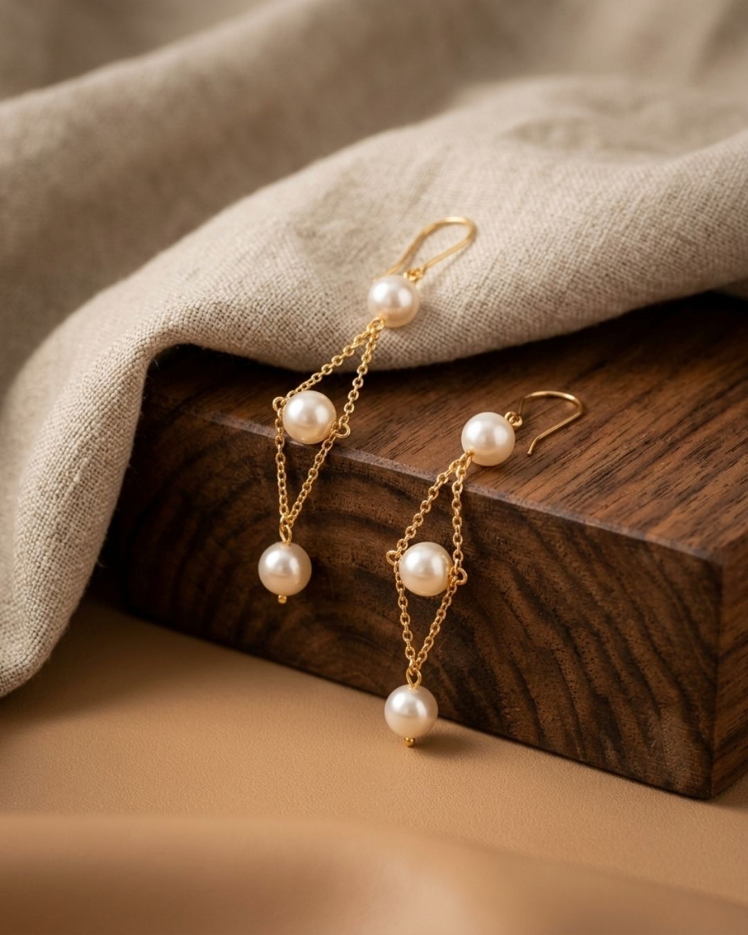 Anti Tarnish Handmade Diamond Frame Pearl Earrings for Women