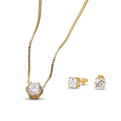 Solitaire Pendant Necklace with Matching Studs