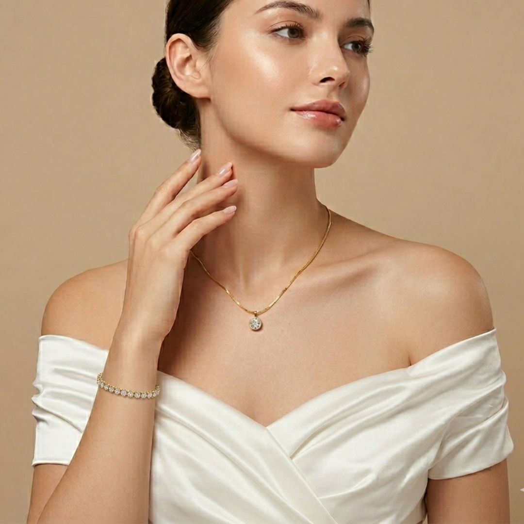 Pendant Necklace with Matching Bracelet (Combo Set)
