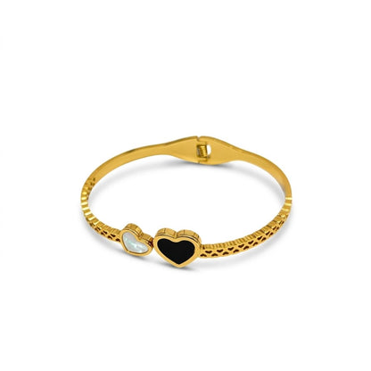 Gold Plated Bracelet for Women with heart-shaped charms on a white background