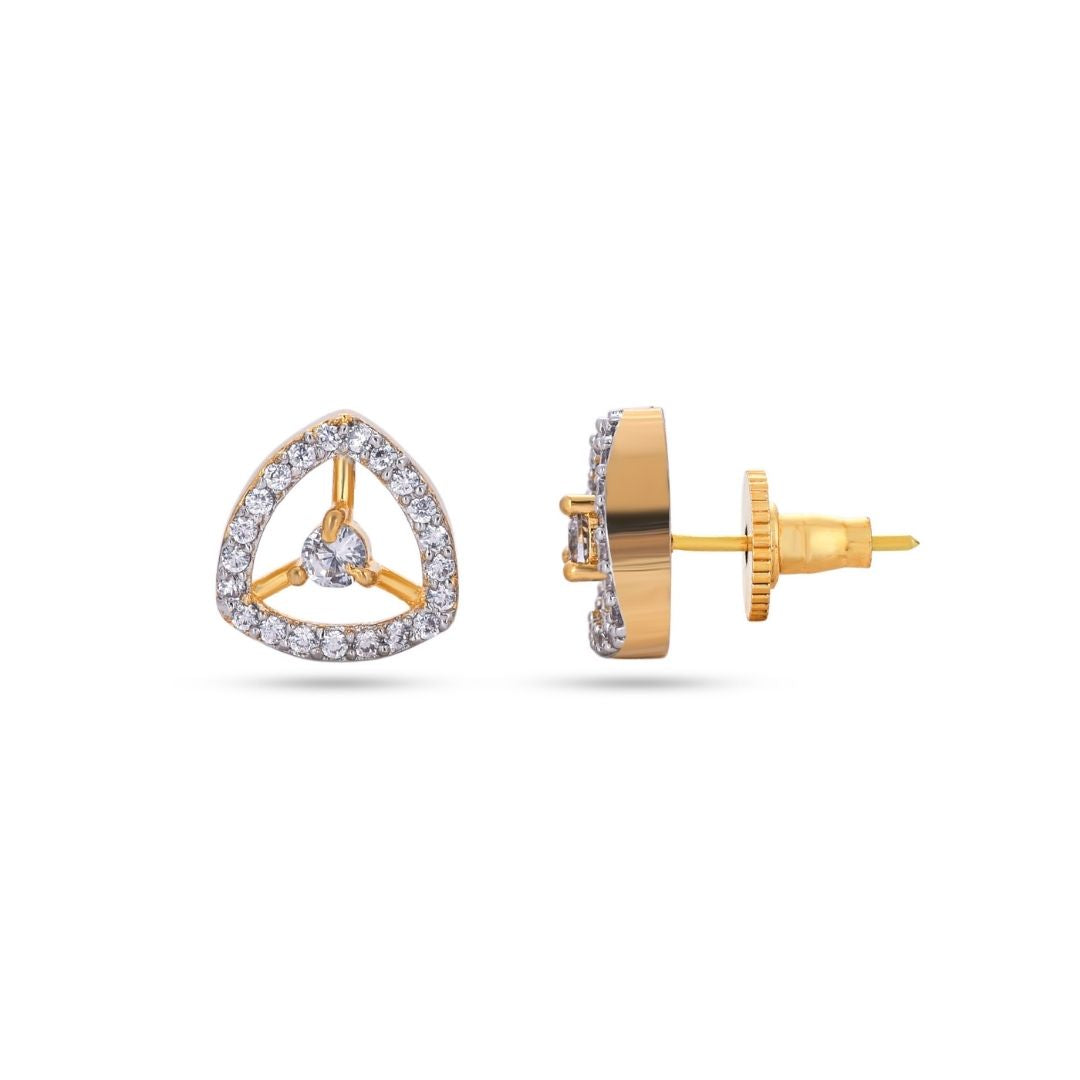 Belaci AD Gold Triangle Diamond Studs for Women