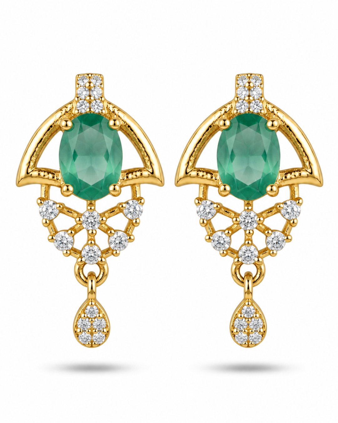 Green Halo Gold Finish Wedding Jewellery Pendant Set