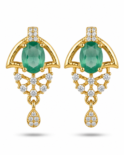 Green Halo Gold Finish Wedding Jewellery Pendant Set