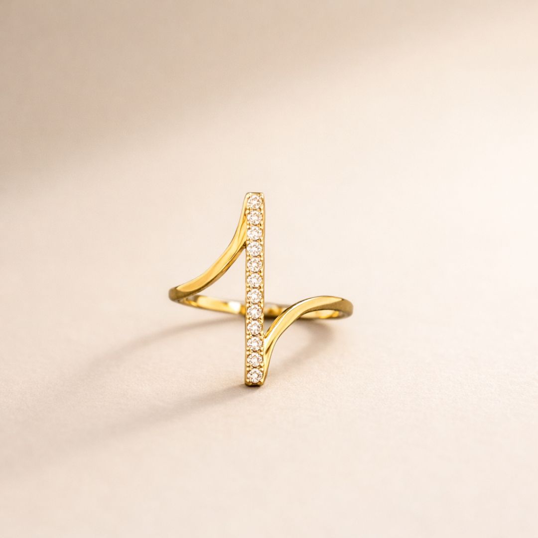 Vertical Bar Ring for Women in Gold-Plated Finish