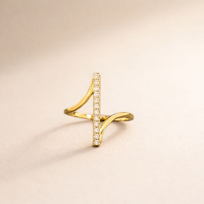 Vertical Bar Ring for Women in Gold-Plated Finish
