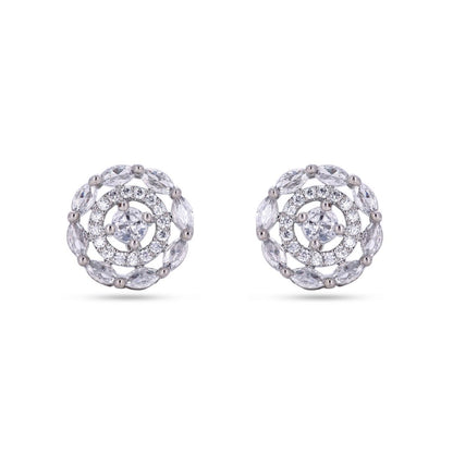 Belaci AD Silver Floral Diamond Studs Earring for Women
