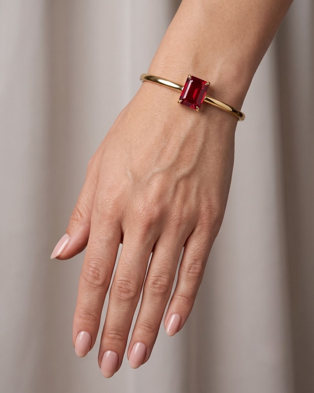 Red Rectangular Stone Bracelet for Women