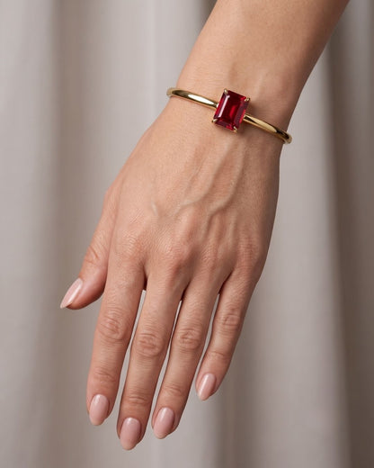 Red Rectangular Stone Bracelet for Women