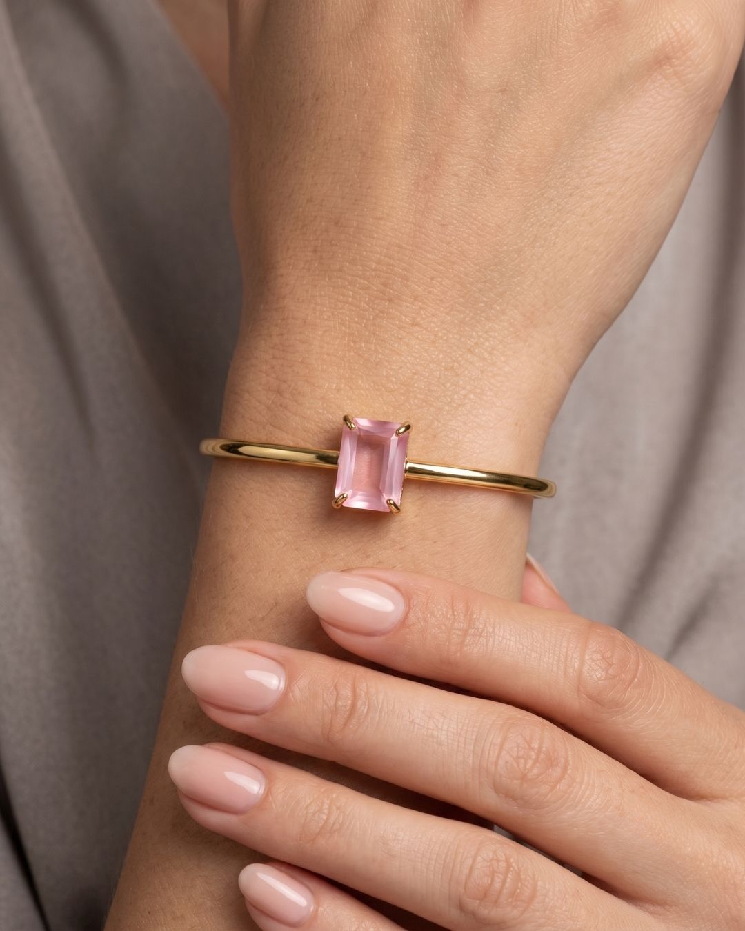 Pink Rectangular Stone Bracelet for Women