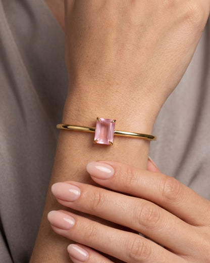 Pink Rectangular Stone Bracelet for Women
