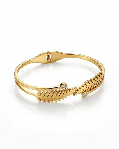 Twin Leaf Gold Plated Bracelet for Women