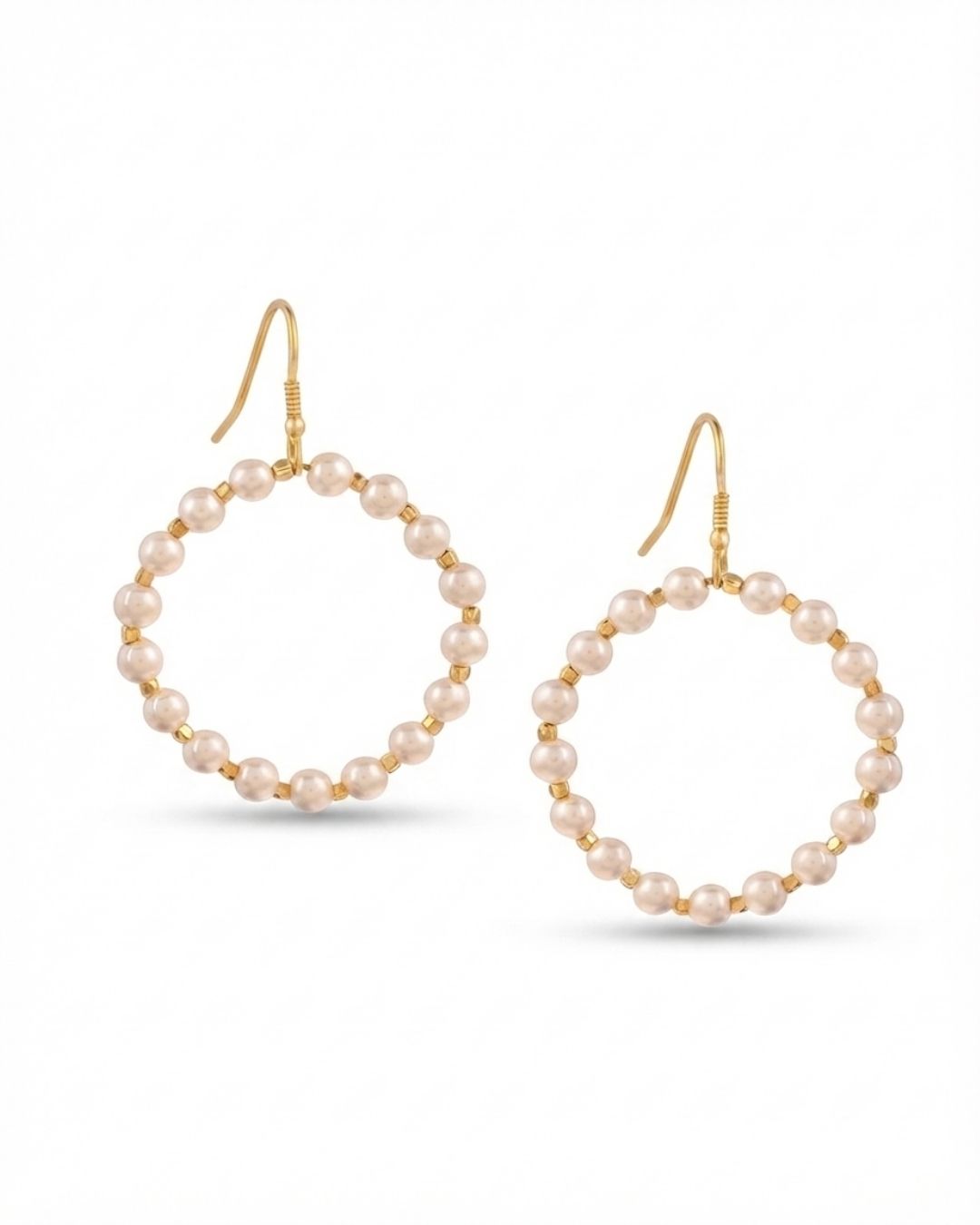 Handcrafted Pearl Halo Hoop Earrings