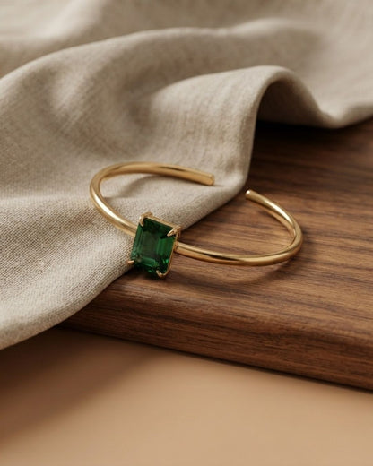Green Rectangular Stone Bracelet for Women