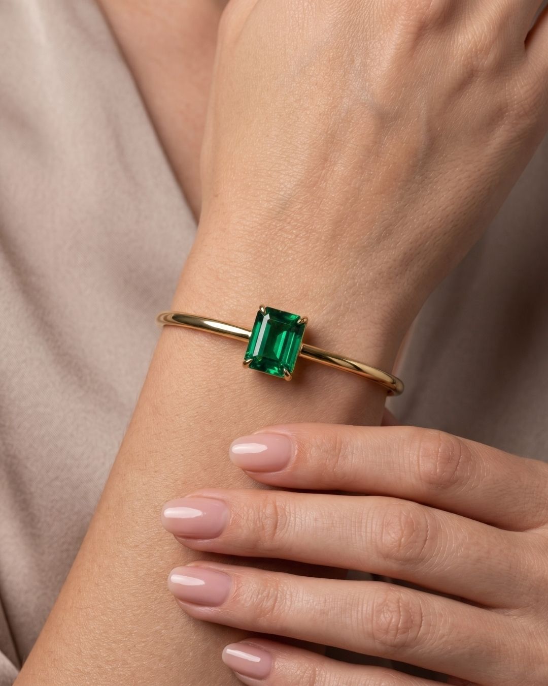 Green Rectangular Stone Bracelet for Women