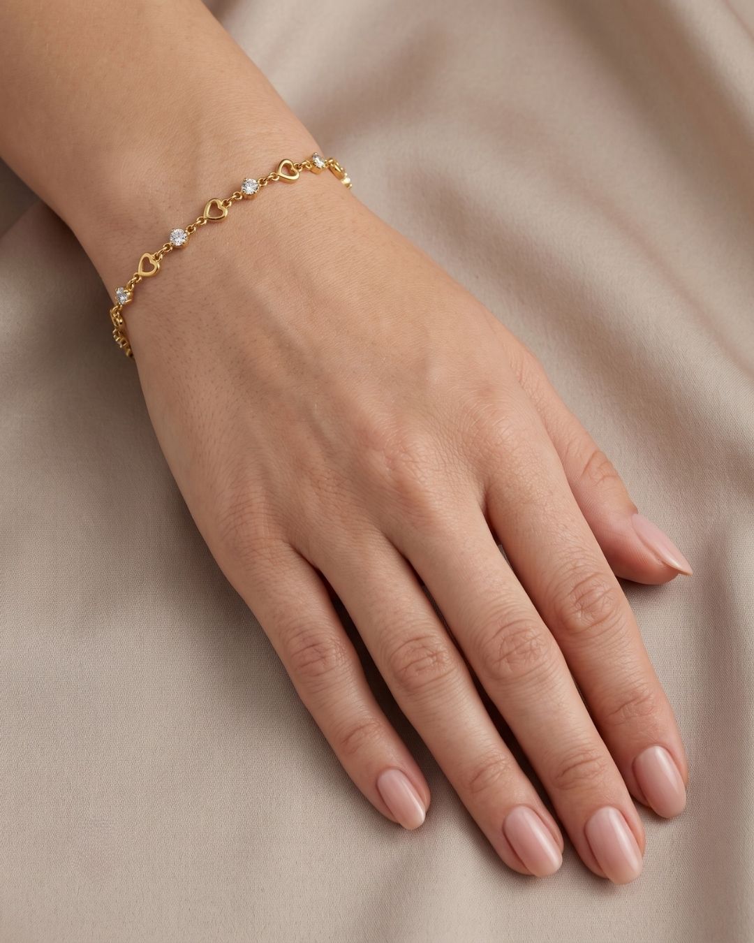 Gold Plated Heart link Bracelet for Women