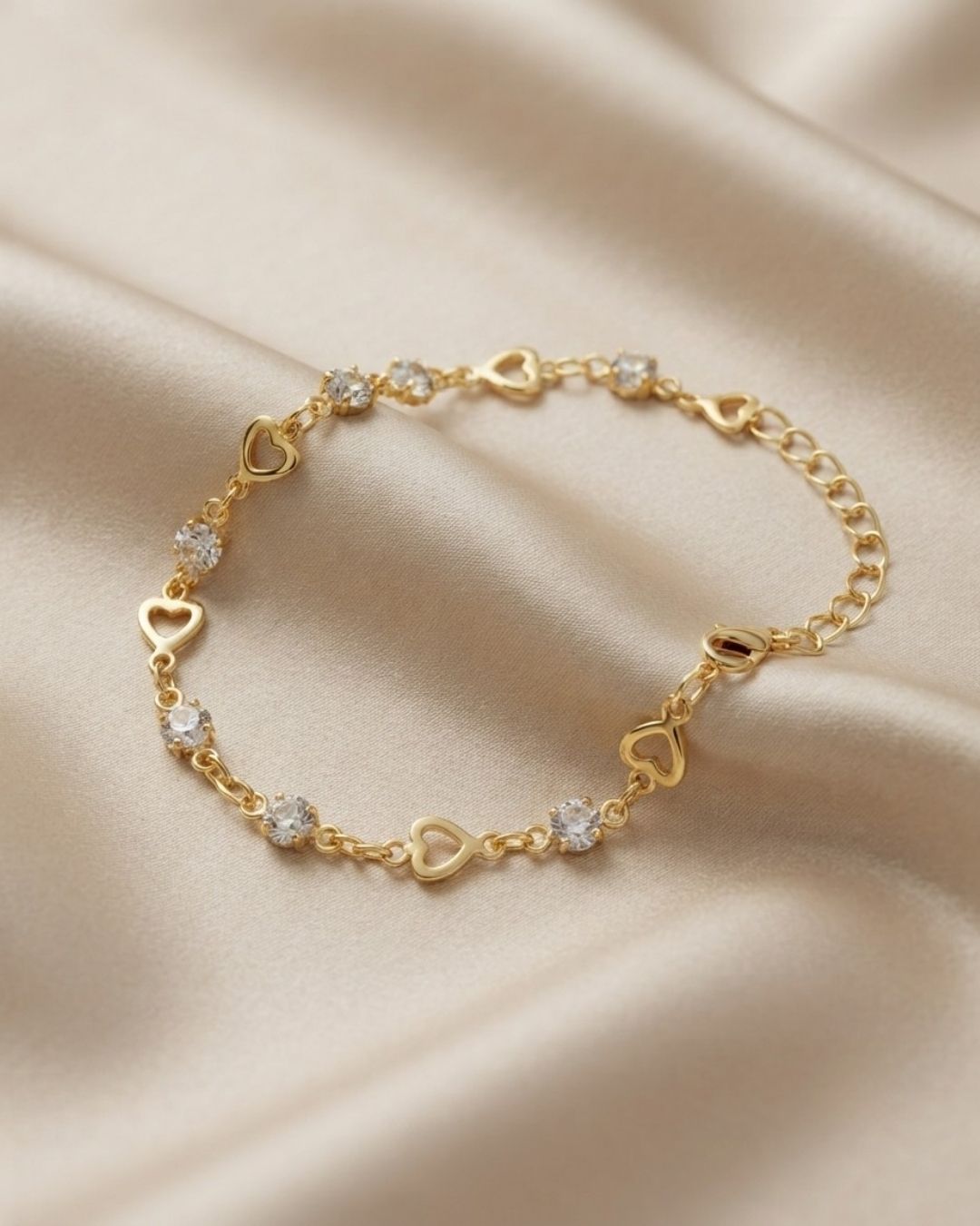 Gold Plated Heart link Bracelet for Women