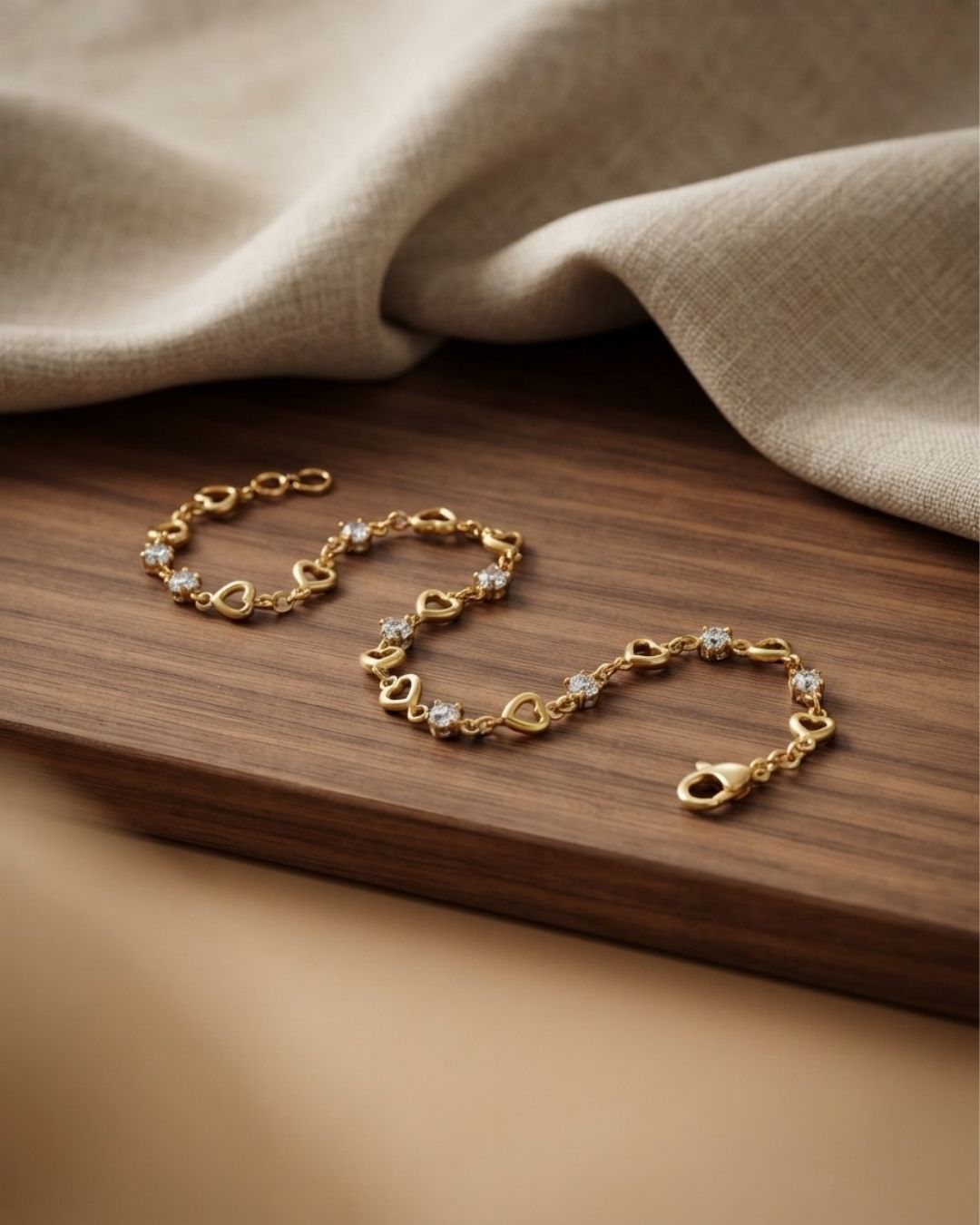 Gold Plated Heart link Bracelet for Women