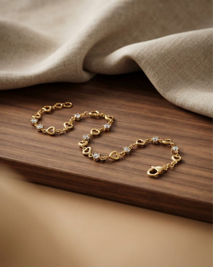 Gold Plated Heart link Bracelet for Women
