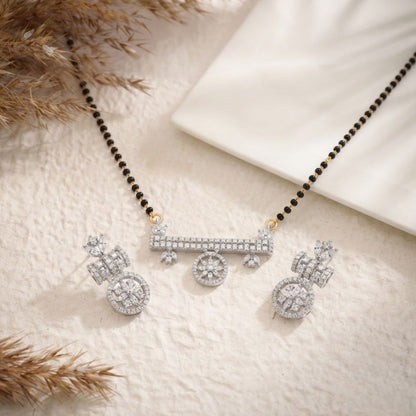 Stylish Silver Finish AD Mangalsutra Set