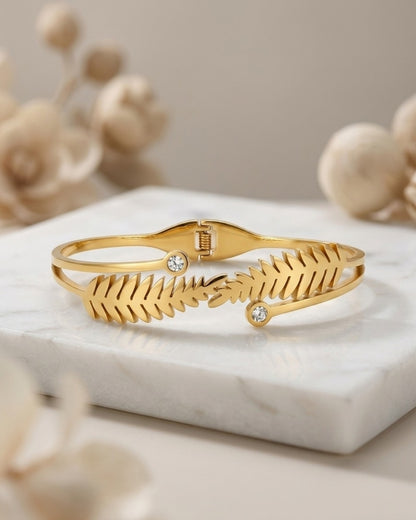 Twin Leaf Gold Plated Bracelet for Women