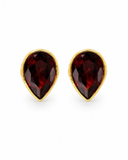 Wine Teardrop Stone Stud Earrings for Women