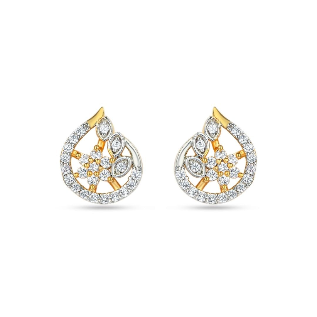 Belaci AD Gold Floral Teardrop Studs for Women