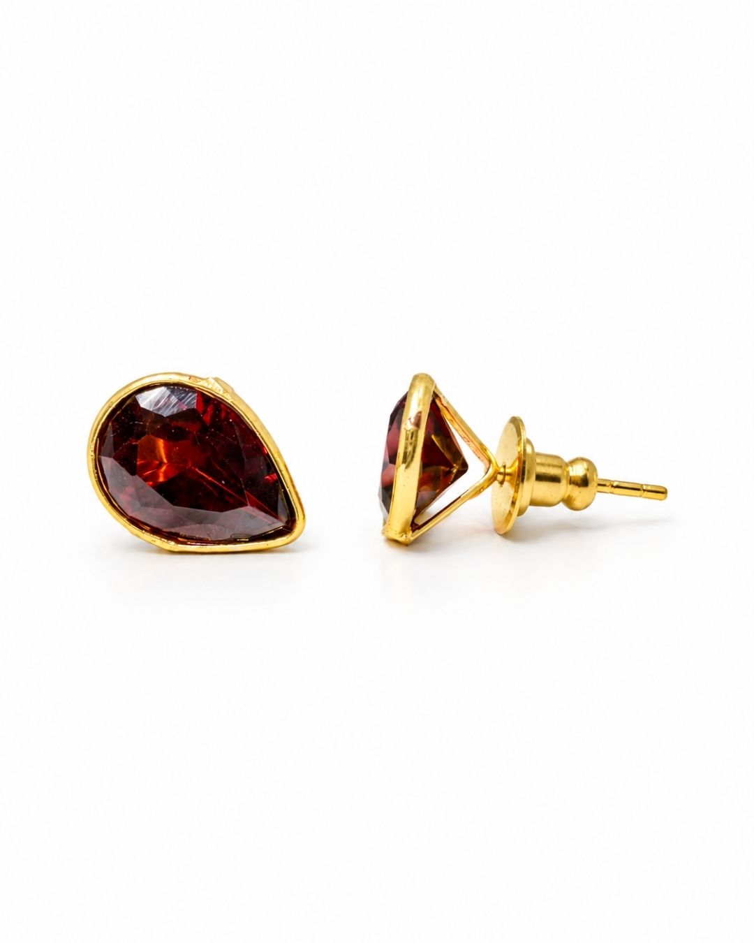 Wine Teardrop Stone Stud Earrings for Women