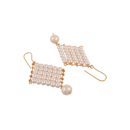 Royal Pearl Dangle Earrings/Gold Tone Pearl Dangle Western Earrings