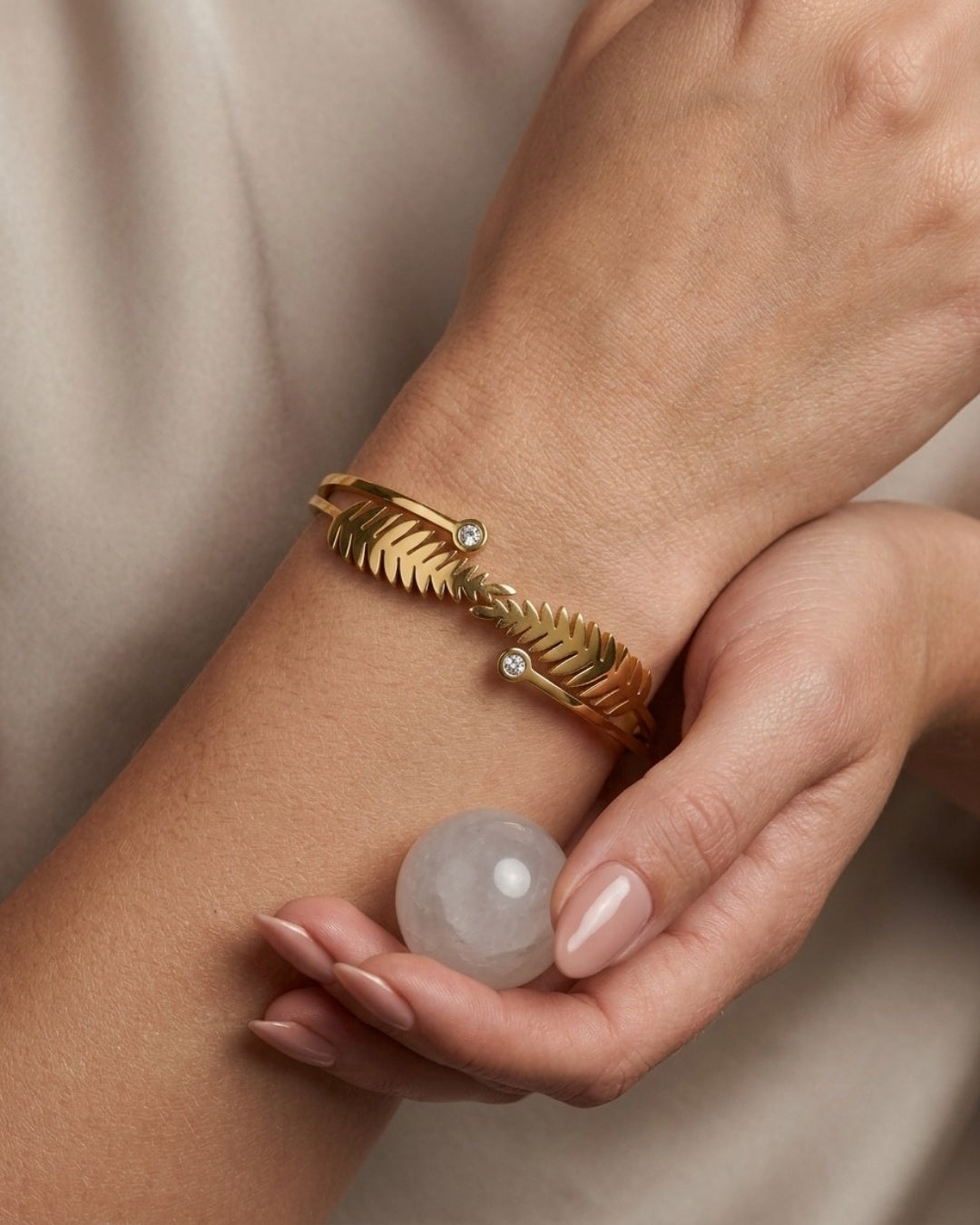 Twin Leaf Gold Plated Bracelet for Women