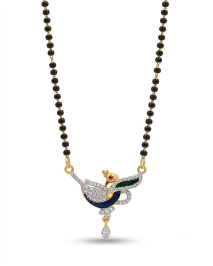 Designer Peacock American Diamond Mangalsutra Set