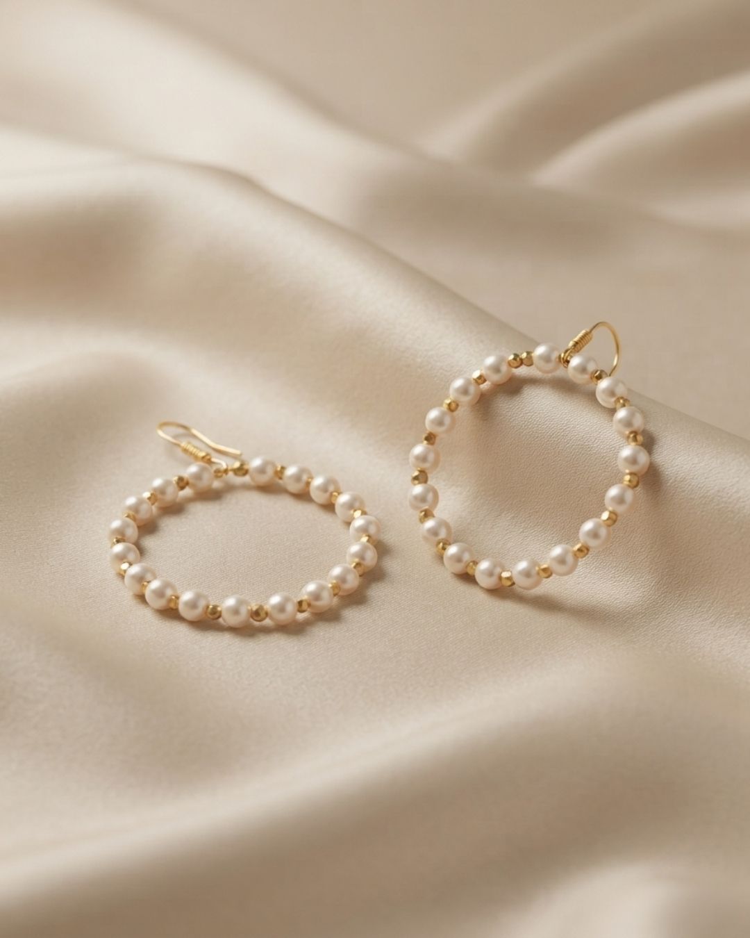 Handcrafted Pearl Halo Hoop Earrings