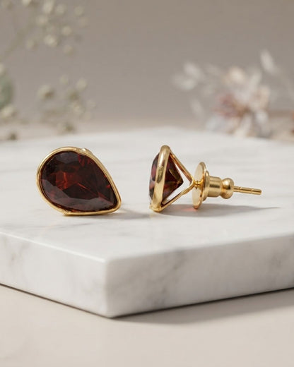 Wine Teardrop Stone Stud Earrings for Women
