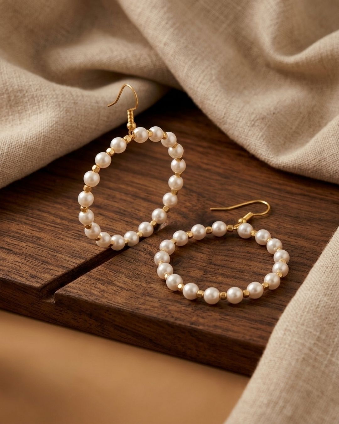 Handcrafted Pearl Halo Hoop Earrings