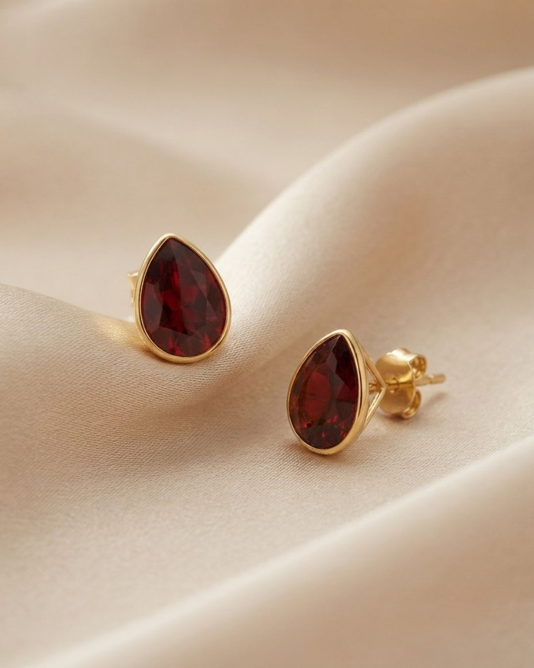 Wine Teardrop Stone Stud Earrings for Women