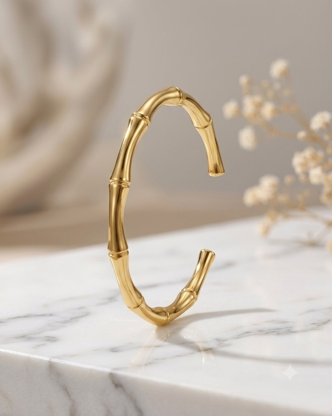 Sculpted Bamboo Cuff Bracelet for Women