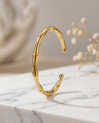 Sculpted Bamboo Cuff Bracelet for Women