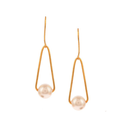 Handcrafted Gold plated Pearl Dangler Earrings