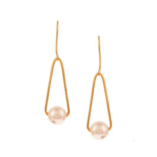 Handcrafted Gold plated Pearl Dangler Earrings
